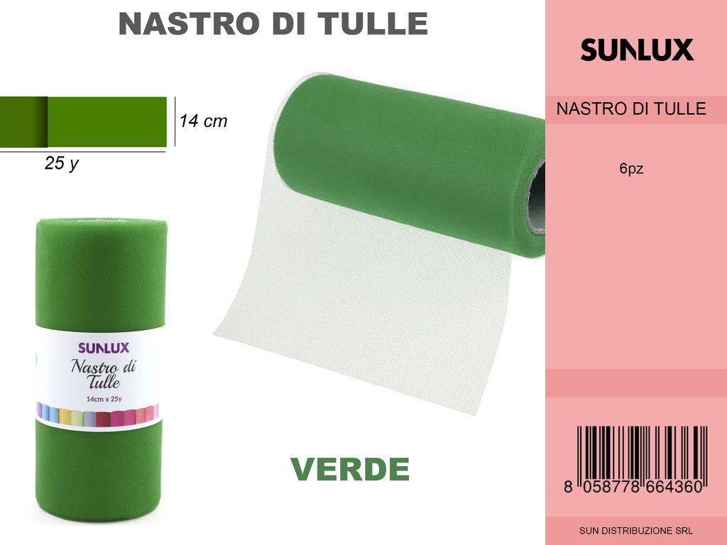 Nastro di Tulle Verde 25Y*14CM