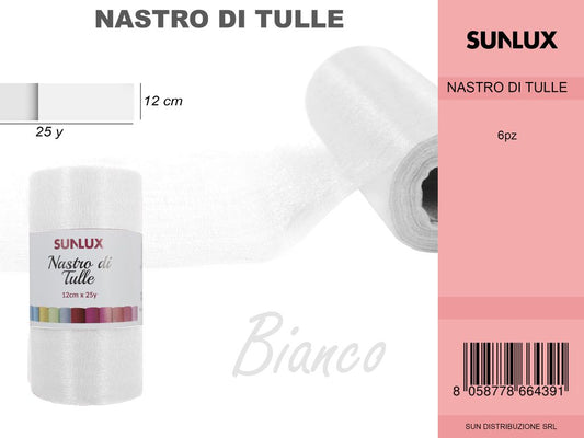 Nastro di Tulle Bianco 25Y* 12CM