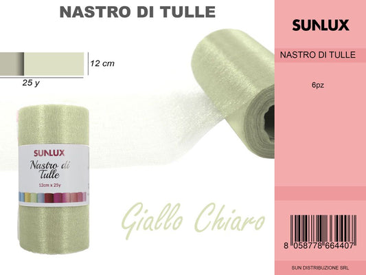 Nastro di Tulle Giallo Chiaro 25Y* 12CM