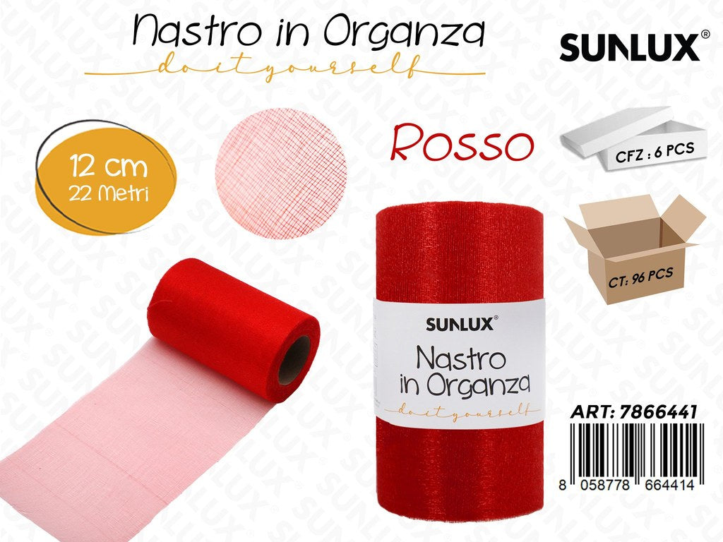 Sunlux Nastro in Organza Rosso 12CM*22MT