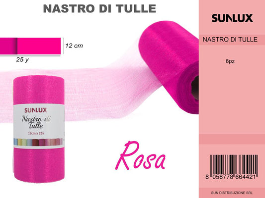 Nastro di Tulle Rosa 25Y* 12CM
