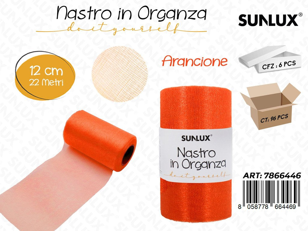 Sunlux Nastro in Organza Arancione 12CM*22MT / Pz da 6