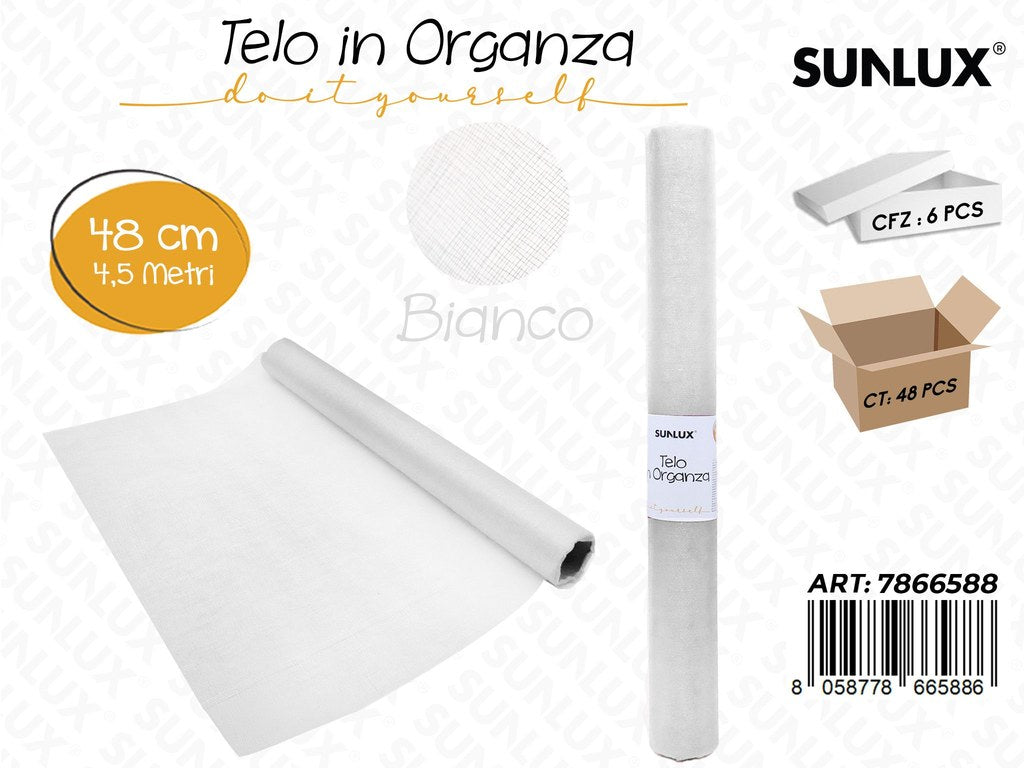 Telo in Organza Bianco 48CM *4.5MT / Pz da 6
