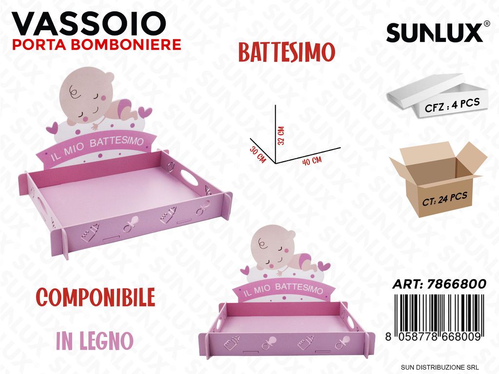 Vassoio P.bomboniere Battesimo Girl 40*30CM