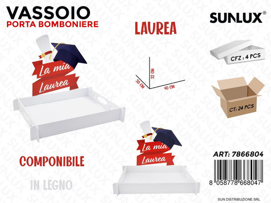 Vassoio P.bomboniere Laurea 40*30CM