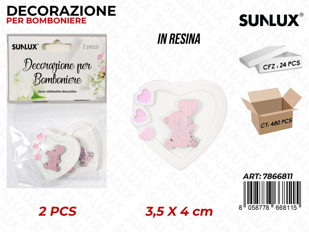 Sunlux Dec. Bomb. Resina Baby Girl 2PCS 3.5*4CM