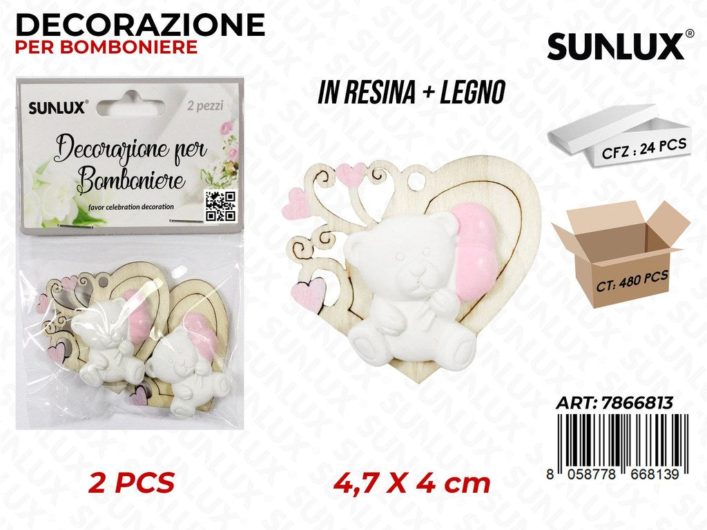 Sunlux Dec. Bomb. Resina Baby Girl 2PCS 4.7*4CM