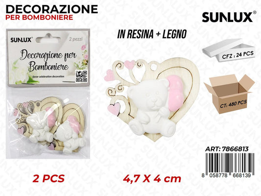 Sunlux Dec. Bomb. Resina Baby Girl 2PCS 4.7*4CM