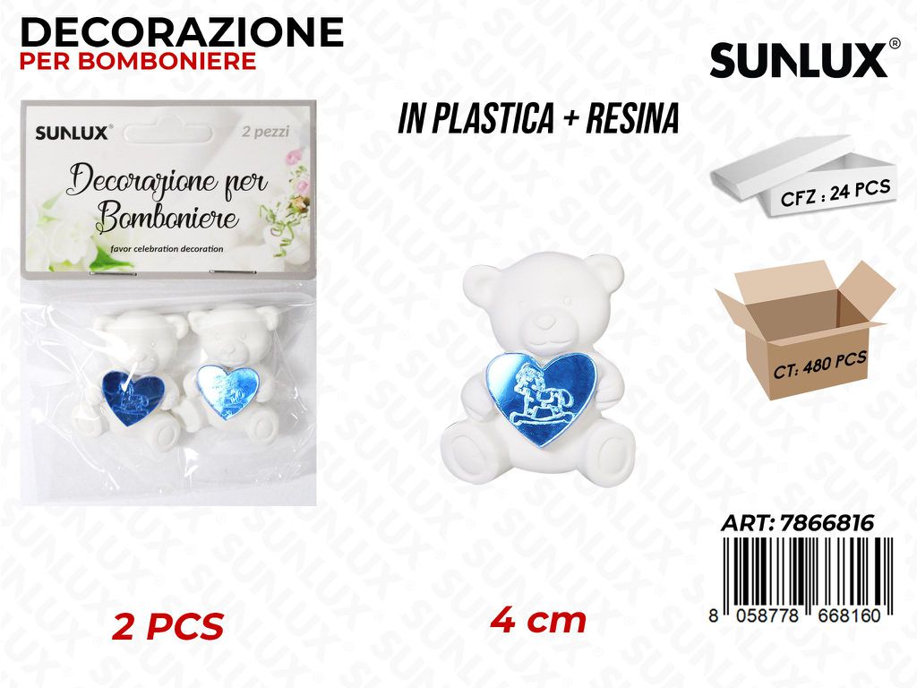 Sunlux Dec. Bomb. Resina Baby Boy 2PCS 4CM