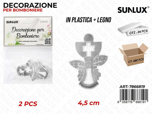 Sunlux Dec. Bomb. Legno Comun. Arg. 2PCS 4.5CM