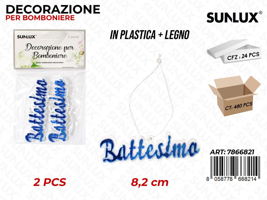 Sunlux Dec. Bomb. Battesimo Cel. 2PCS 8.2CM