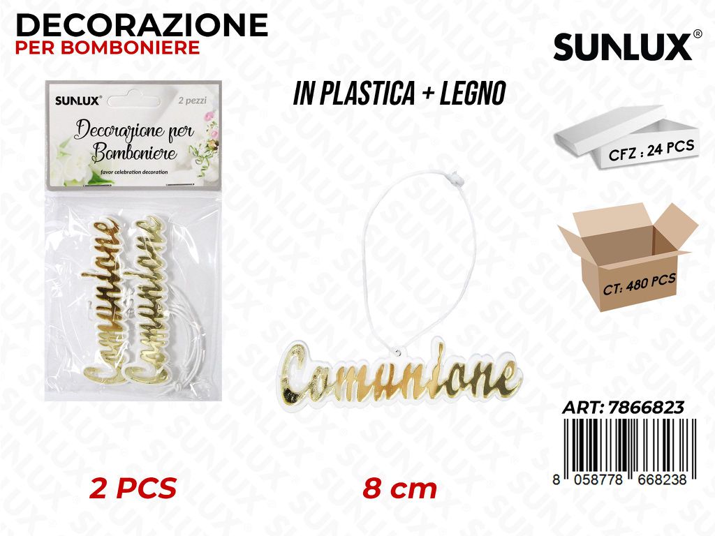 Sunlux Dec. Bomb. Comunione Oro 2PCS 8CM