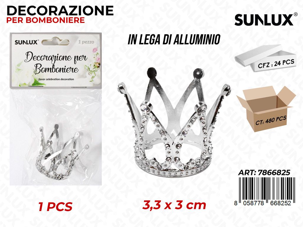 Sunlux Dec. Bomb. Corona Arg. c/ Bril. 3.3*3CM