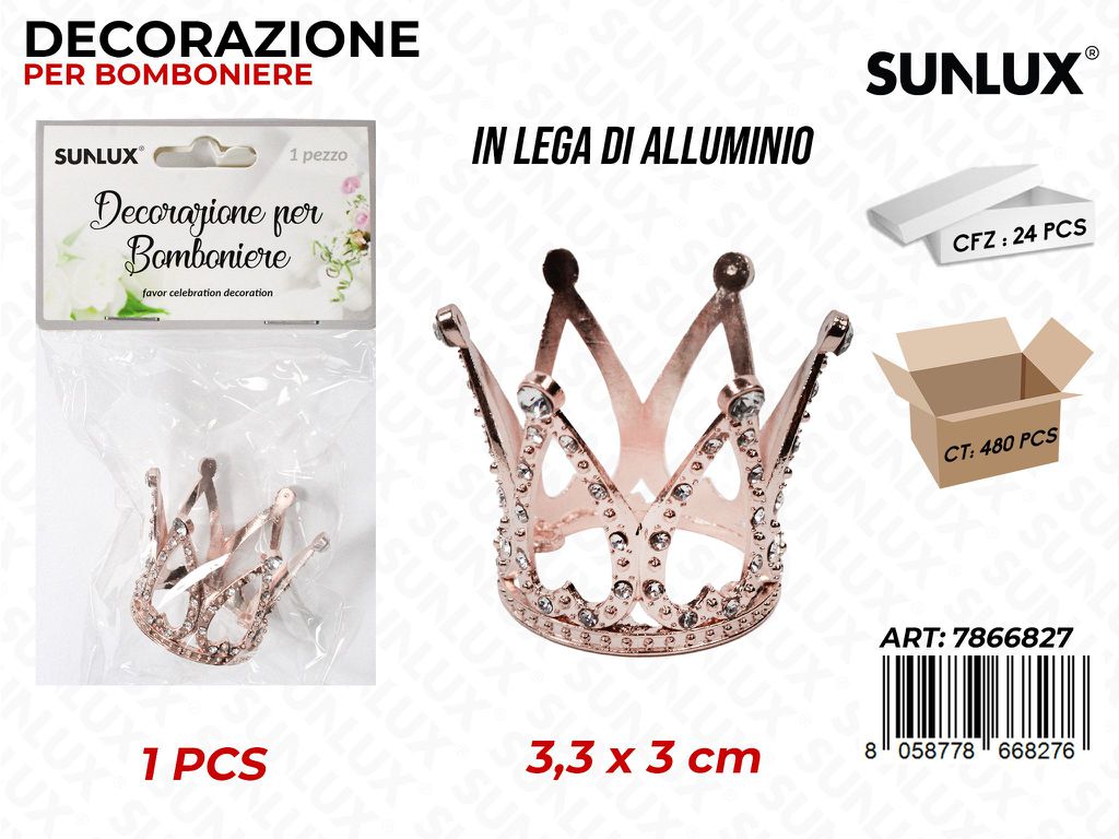 Sunlux Dec. Bomb. Corona O. Rosa c/ Bril. 3.3*3CM