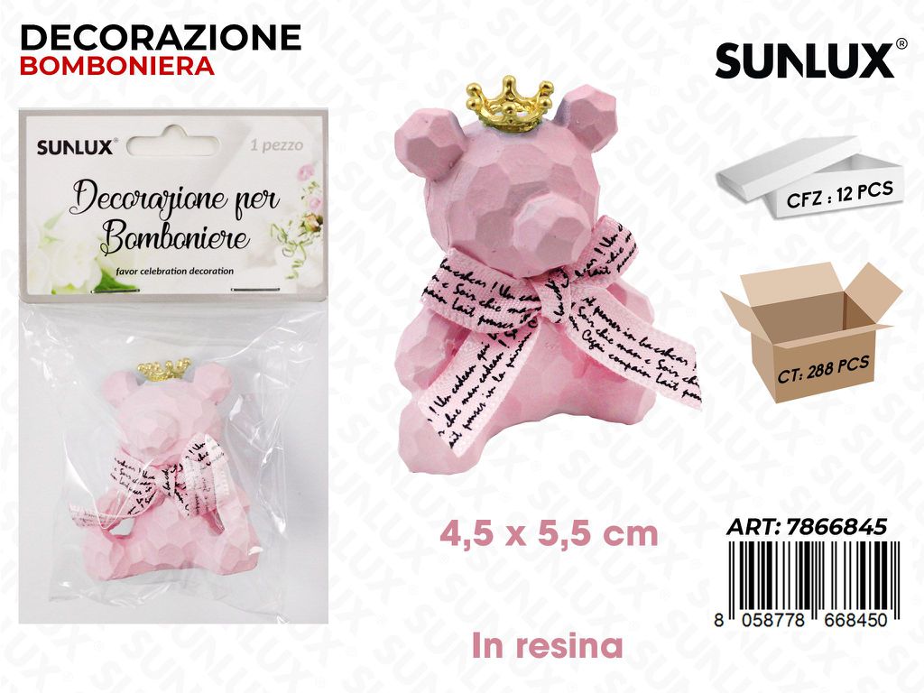 Sunlux Dec. Bomb. in Resina Rosa 4.5*5.5CM