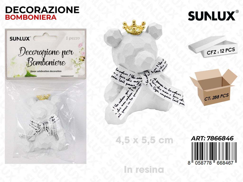Sunlux Dec. Bomb. in Resina Bia. 4.5*5.5CM