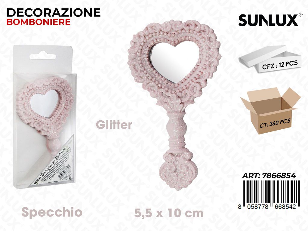 Sunlux Specchio Dec. Bomb. Rosa Glit. 5.5*10CM