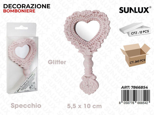 Sunlux Specchio Dec. Bomb. Rosa Glit. 5.5*10CM
