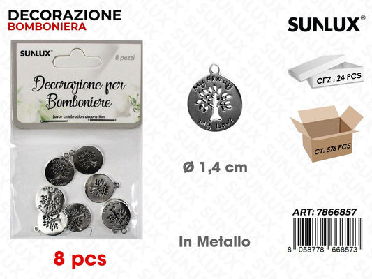 Sunlux Dec. Bomb. in Metallo 8PCS D.1.4CM