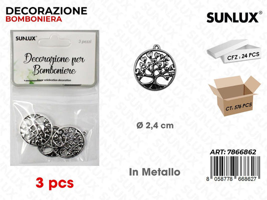 Sunlux Dec. Bomb. in Metallo 3PCS D.2.4CM