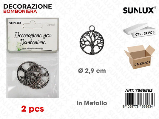Sunlux Dec. Bomb. in Metallo 2PCS D.2.9CM