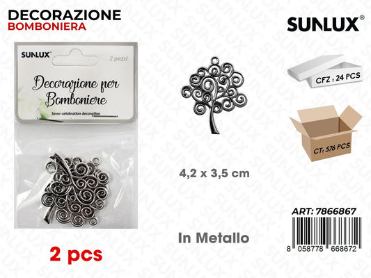 Sunlux Dec. Bomb. in Metallo 2PCS 4.2*3.5CM
