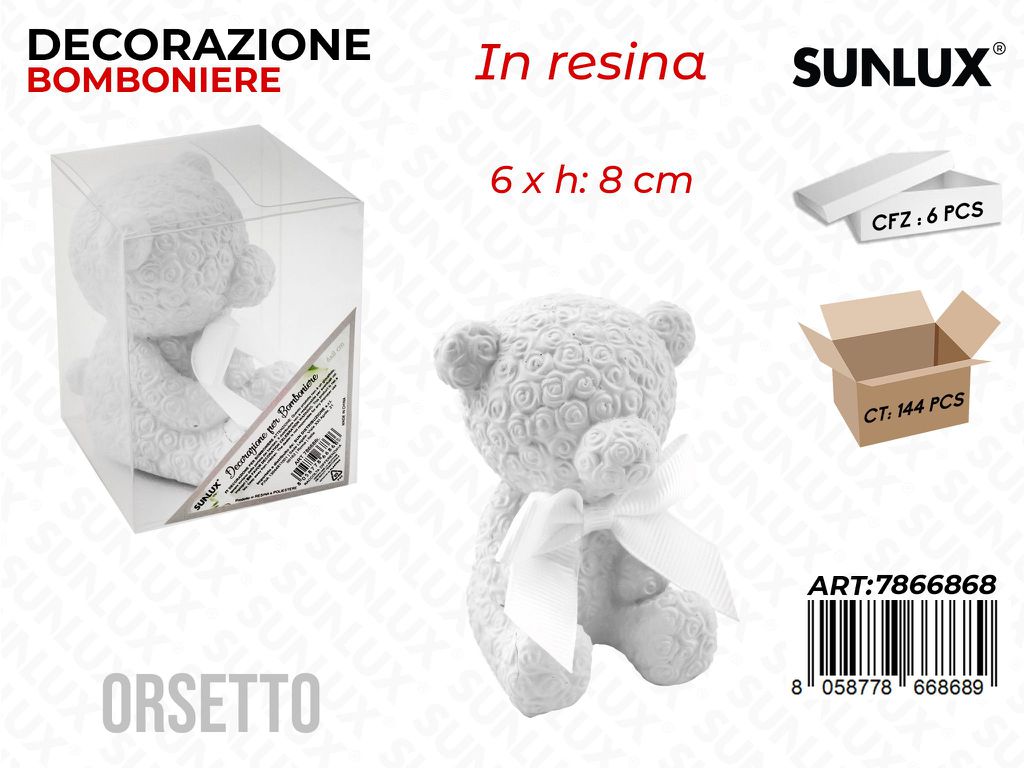 Dec. in Resina Bomboniere Orsetto Bia. 6*8CM