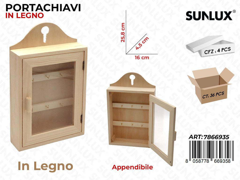 Cassettiera Portachiavi in Legno 16*4.5*25.8CM
