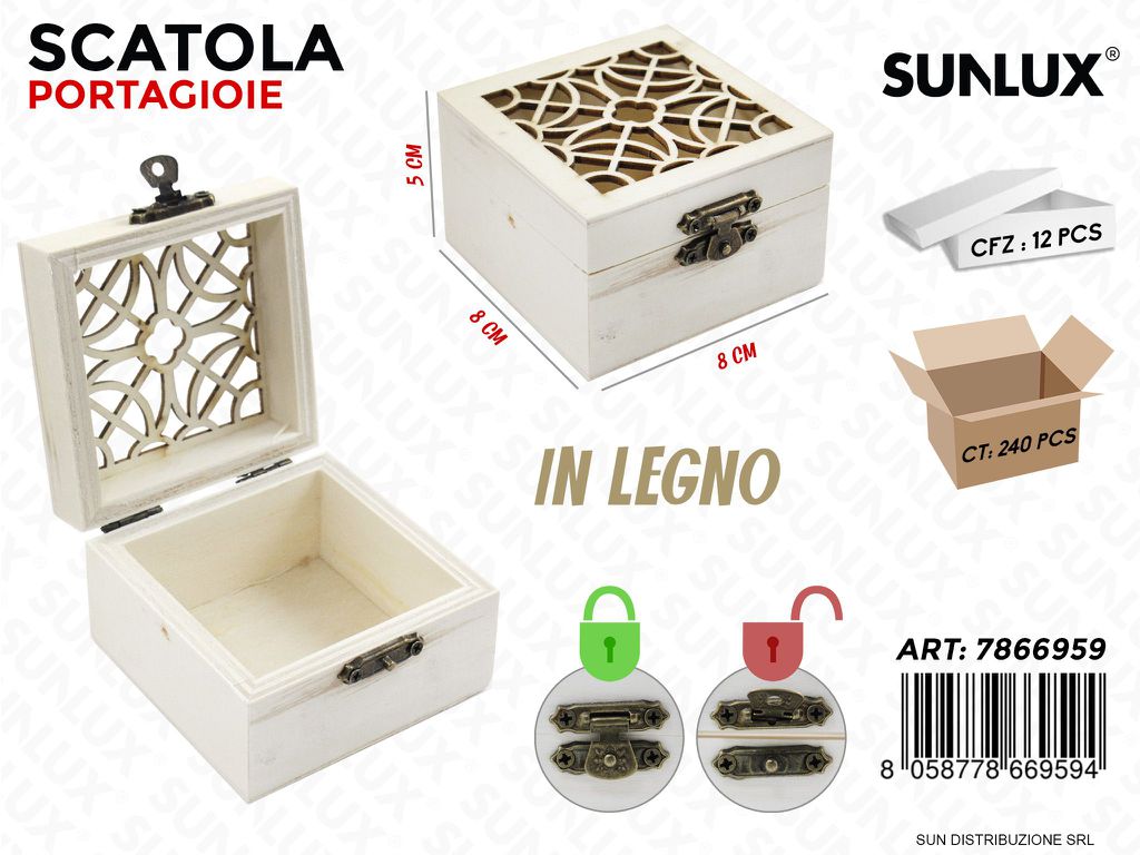 Scatola Dec. Portagioie in Legno 8*5*8CM