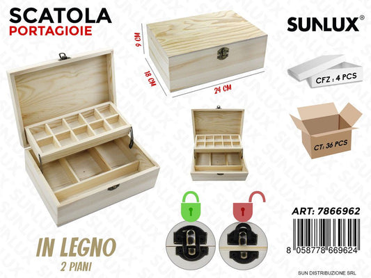 Scatola Portagioie in Legno 2P. 24*9*18CM