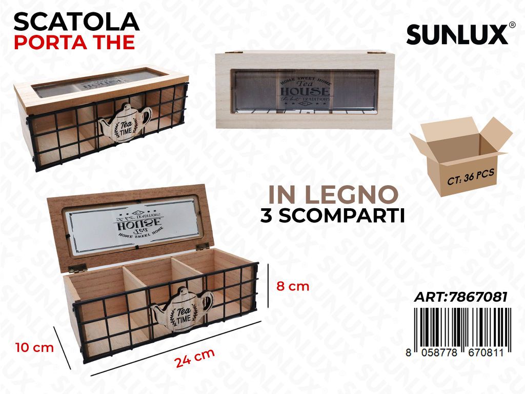 Sunlux Scatola Porta The 3SCOMP. Legno 24*8*10CM