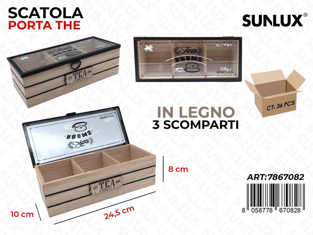 Sunlux Scatola Porta The 3SCOMP. Legno 24*8*10CM