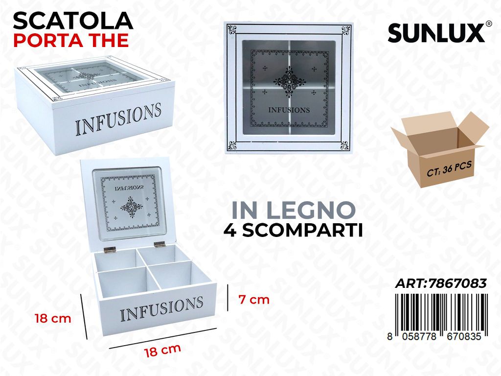 Sunlux Scatola Porta The 4SCOMP. Legno 18*18*7CM