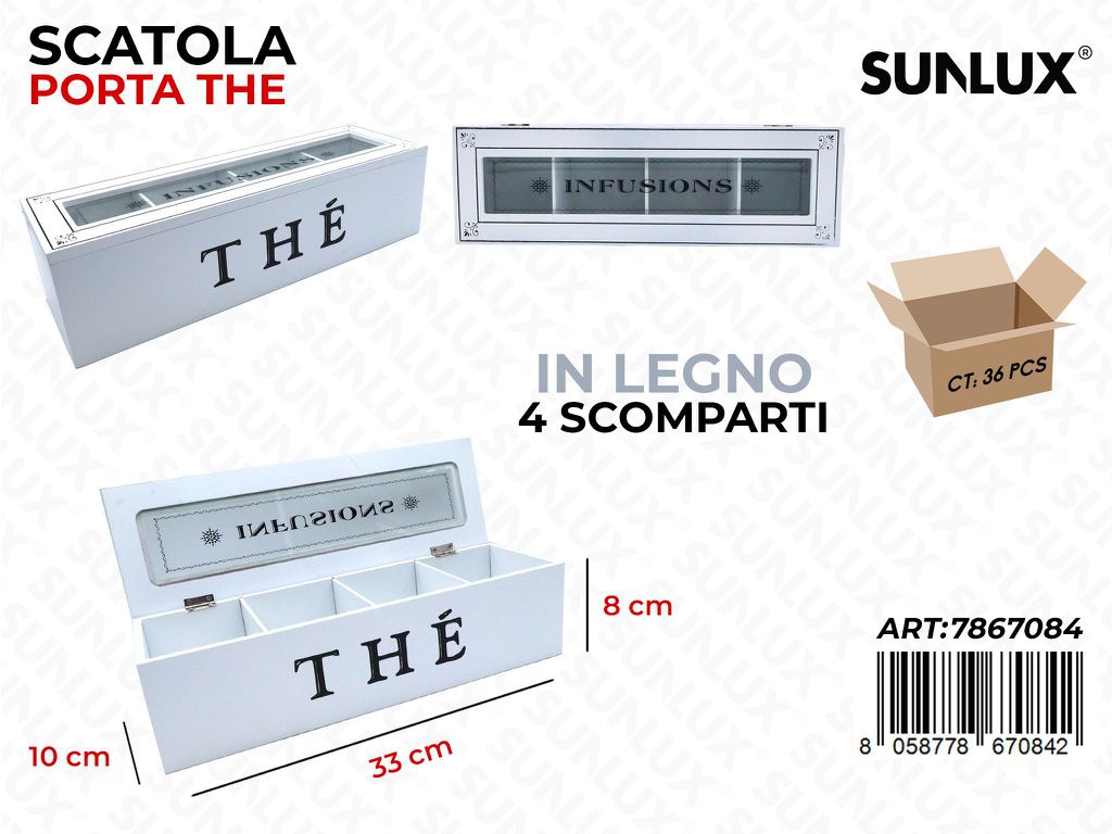 Sunlux Scatola Porta The 4SCOMP. Legno 33*10*8CM
