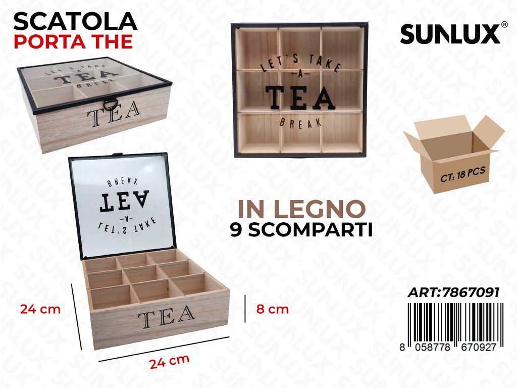 Sunlux Scatola Porta The 9SCOMP. Legno 24*24*8CM