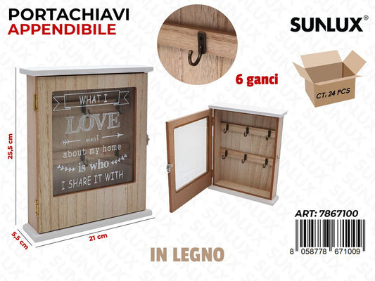 Sunlux Portachiavi Append. 6GANCI in Legno 21*25.5*5.5CM