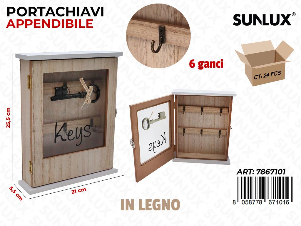 Sunlux Portachiavi Append. 6GANCI in Legno 21*25.5*5.5CM