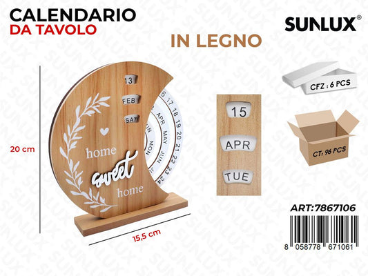 Sunlux Calendario da Tav. Legno 15.5*20CM