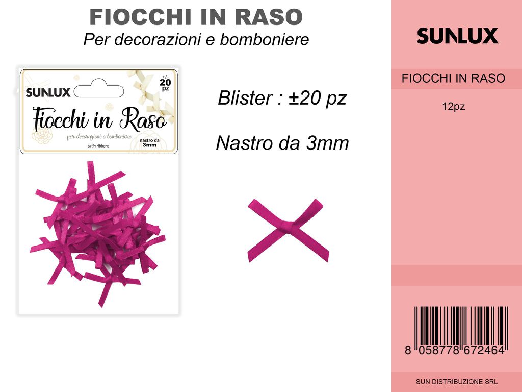 Fiocchi in Raso 20PC-3MM Fucsia