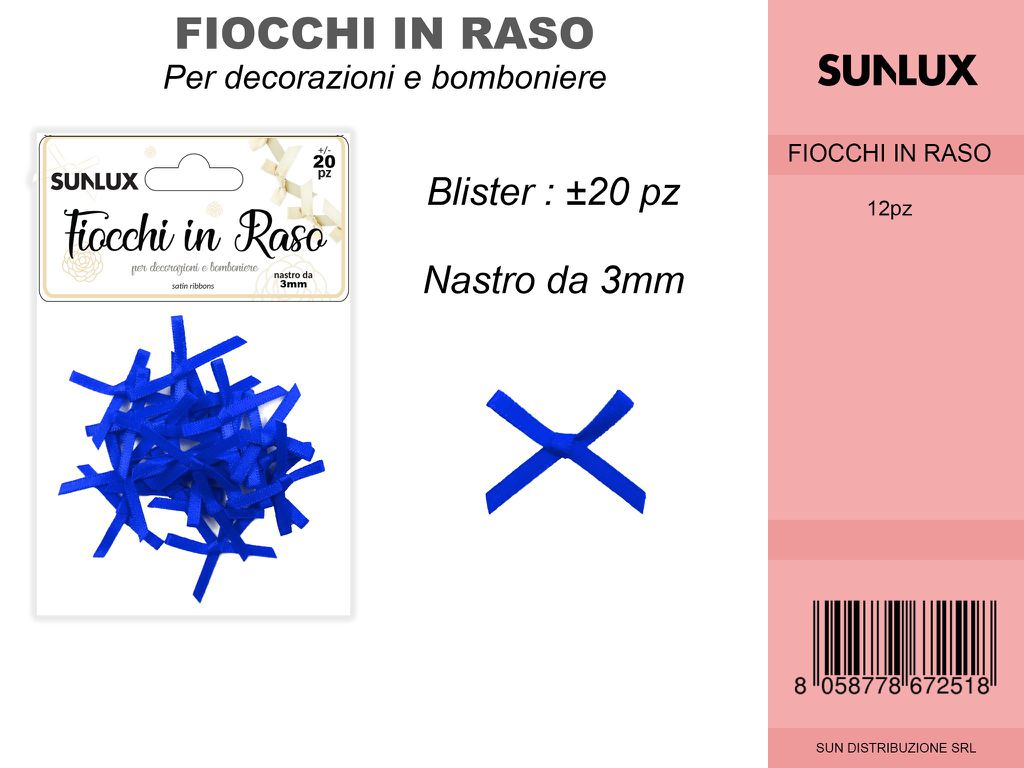 Fiocchi in Raso 20PC-3MM Blu