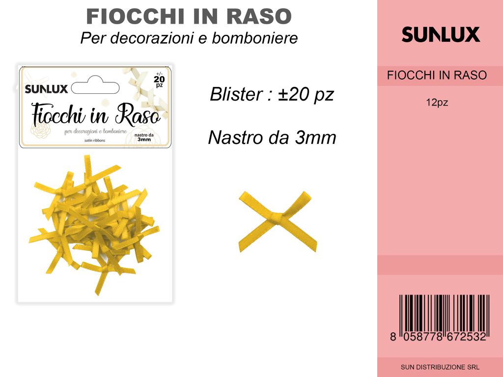 Fiocchi in Raso 20PC-3MM Giallo