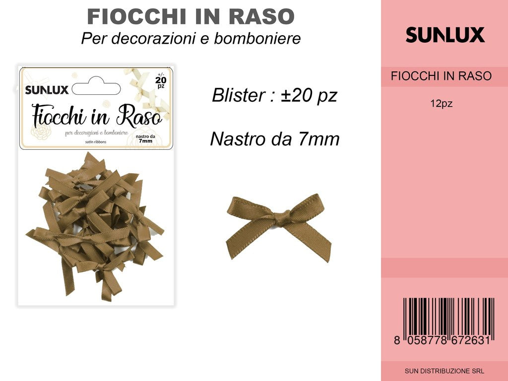 Fiocchi in Raso 20PC-7MM Marrone