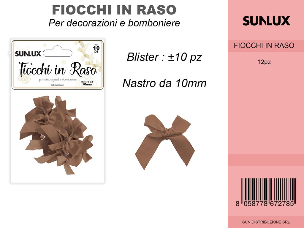 Fiocchi in Raso 10PC-10MM Marrone