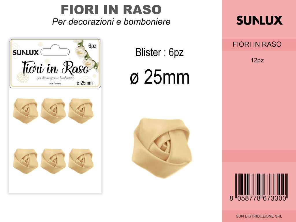 Fiori in Raso Avorio 6PC-25MM