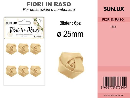 Fiori in Raso Avorio 6PC-25MM