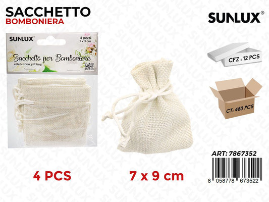 Sunlux Sacchetto Bomb. Beige 4PCS 7*9CM