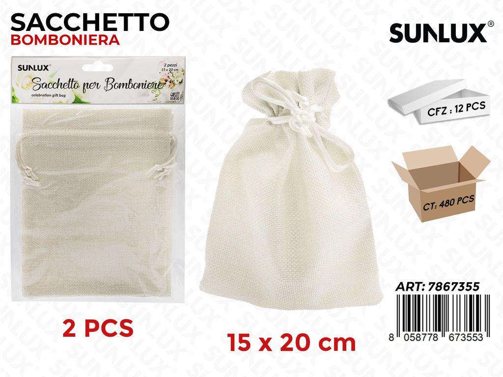 Sunlux Sacchetto Bomb. Beige 2PCS 15*20CM