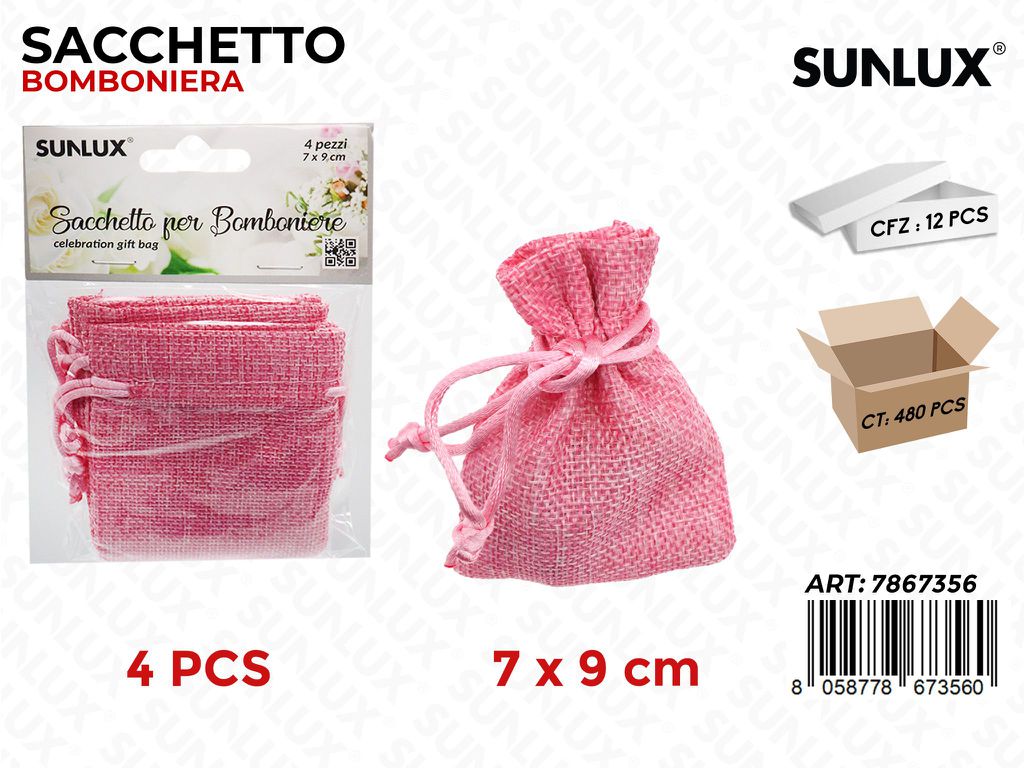 Sunlux Sacchetto Bomb. Rosa 4PCS 7*9CM