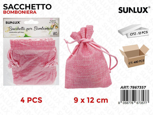 Sunlux Sacchetto Bomb. Rosa 4PCS 9*12CM