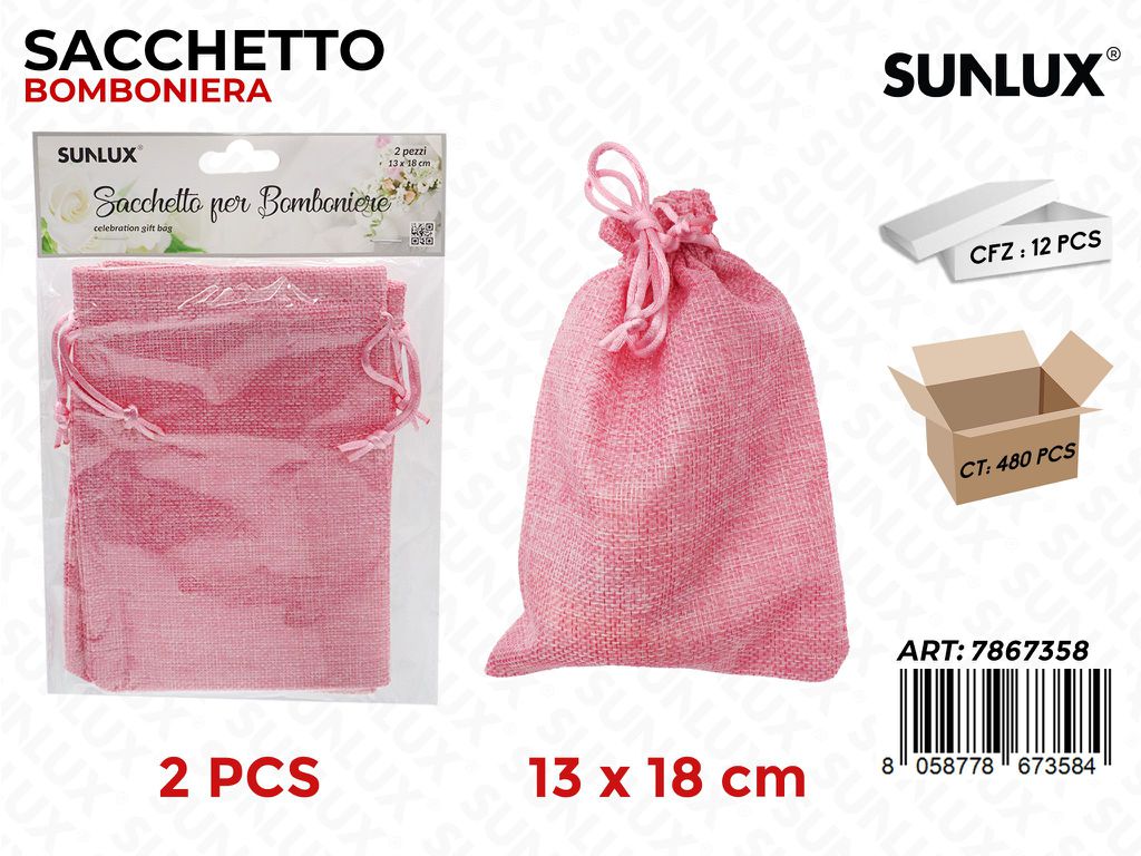 Sunlux Sacchetto Bomb. Rosa 2PCS 13*18CM